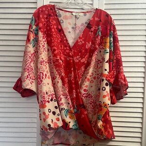 Floral Red and Pink Women's Top